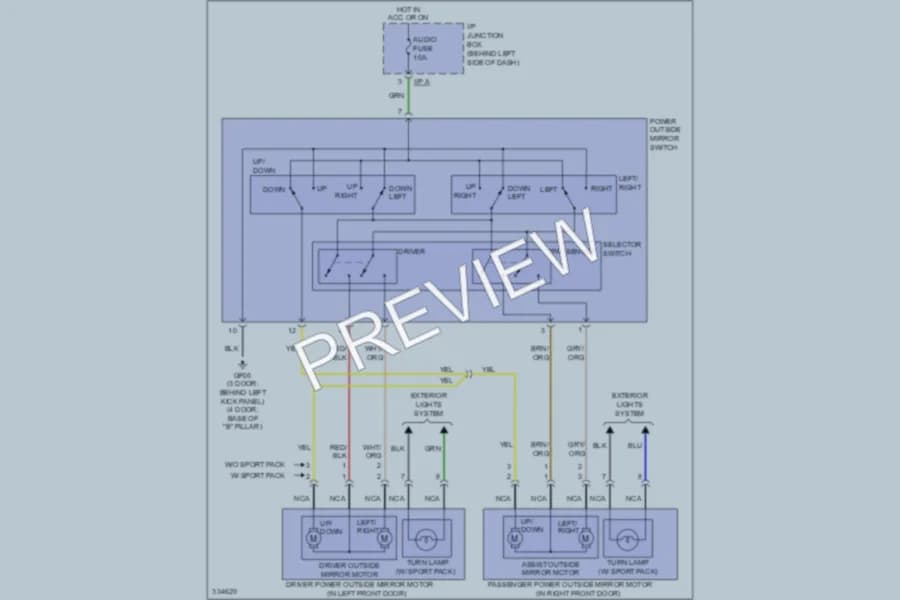 2011 Hyundai Accent Power Mirrors wiring diagram preview