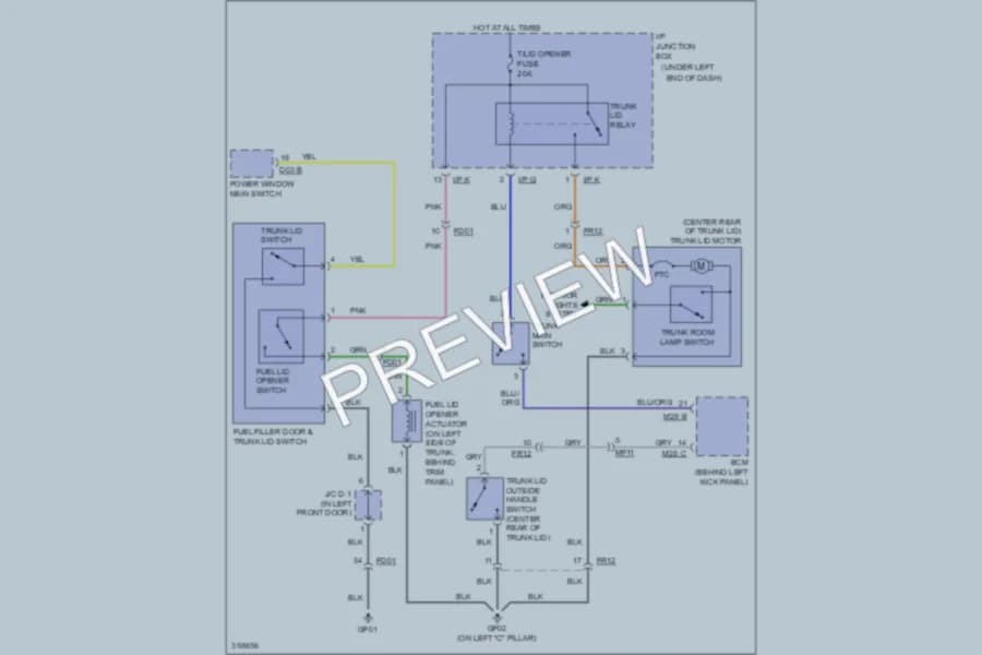 2011 Hyundai Azera Trunk Tailgate Fuel Door wiring diagram preview