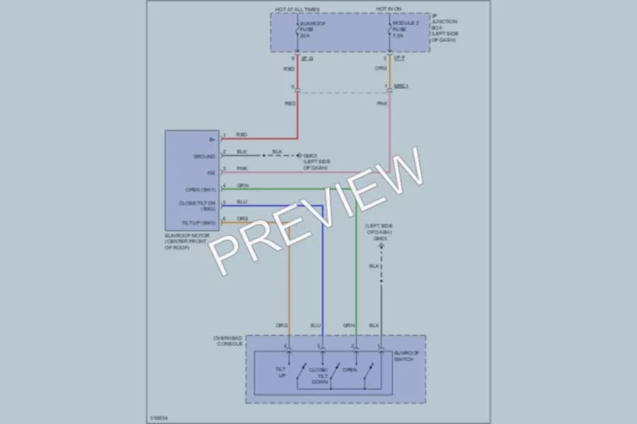 2011 Hyundai Sonata Power Top Sunroof wiring diagram preview