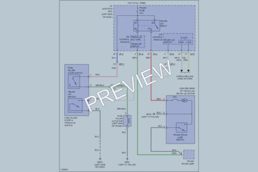2011 Hyundai Sonata Trunk Tailgate Fuel Door wiring diagram preview