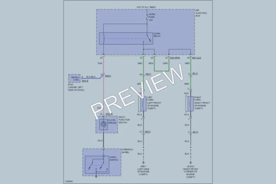 2011 Hyundai Veracruz Horn wiring diagram preview