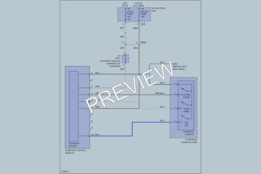 2011 Hyundai Veracruz Power Top Sunroof wiring diagram preview