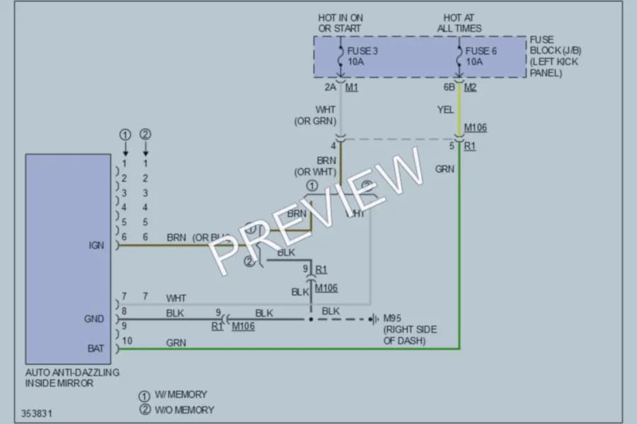 2011 Infiniti EX35 Power Mirrors wiring diagram preview