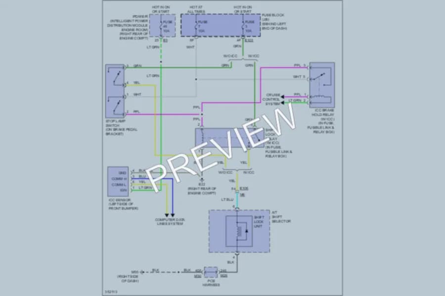 2011 Infiniti M37 Shift Interlock wiring diagram preview