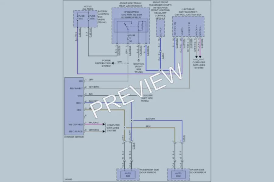 2011 Jaguar XJLSupercharged Power Mirrors wiring diagram preview