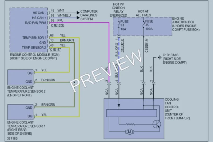 2011 Jaguar XJSupersport Cooling Fan wiring diagram preview