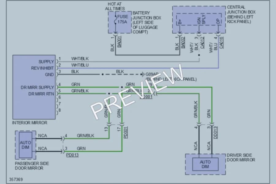 2011 Jaguar XK Power Mirrors wiring diagram preview