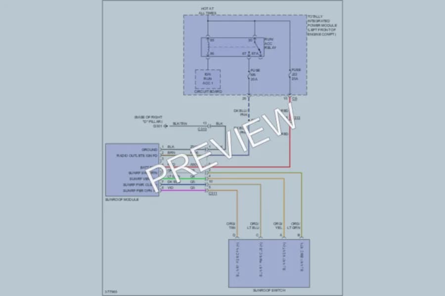2011 Jeep Liberty Power Top Sunroof wiring diagram preview