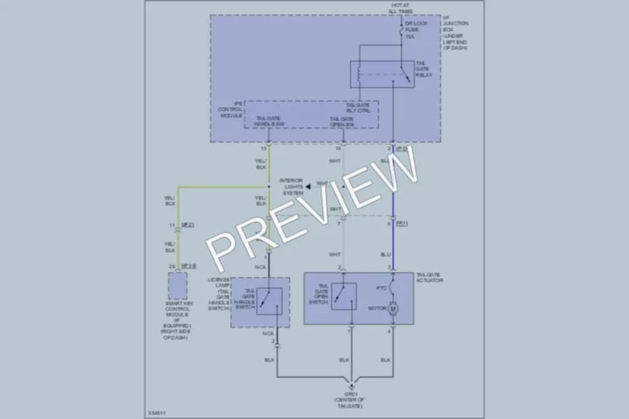 2011 Kia Sportage Trunk Tailgate Fuel Door wiring diagram preview