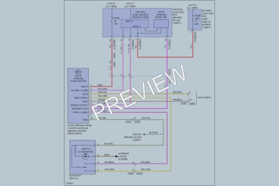 2011 LandRover LR2 Power Top Sunroof wiring diagram preview