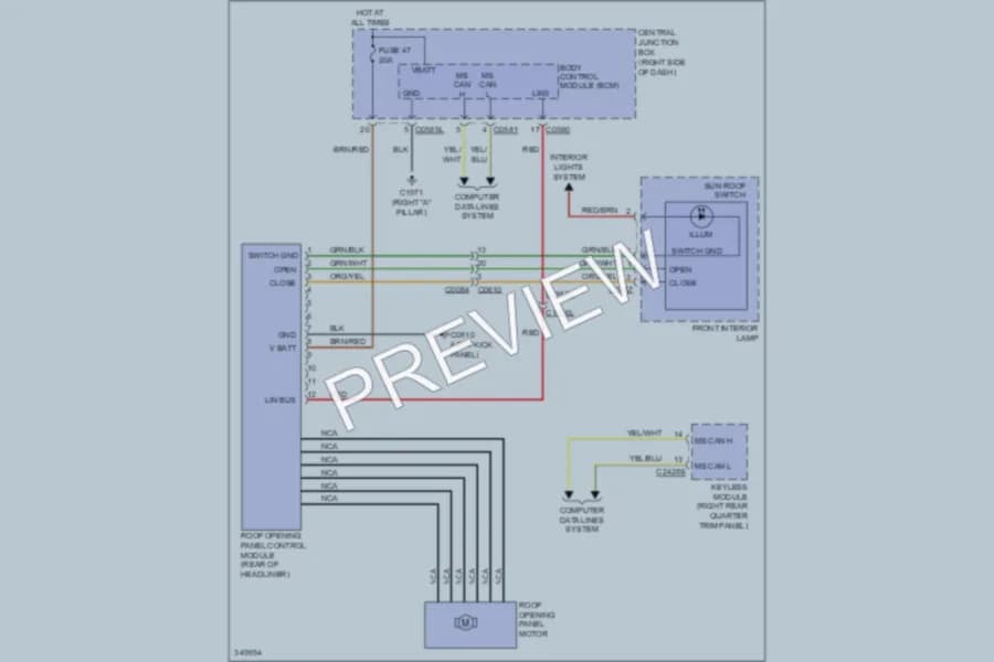 2011 LandRover LR4 Power Top Sunroof wiring diagram preview