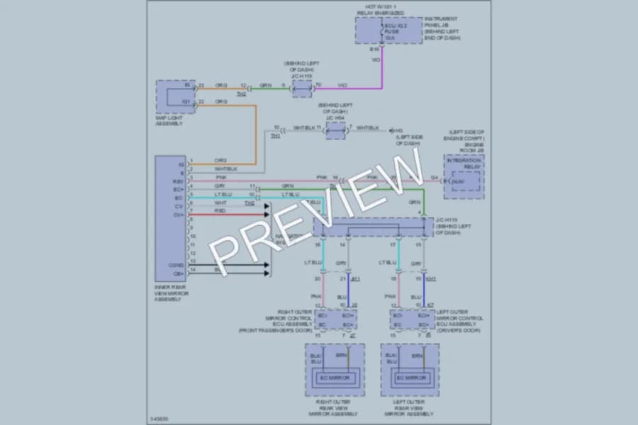 2011 Lexus CT200h Power Mirrors wiring diagram preview
