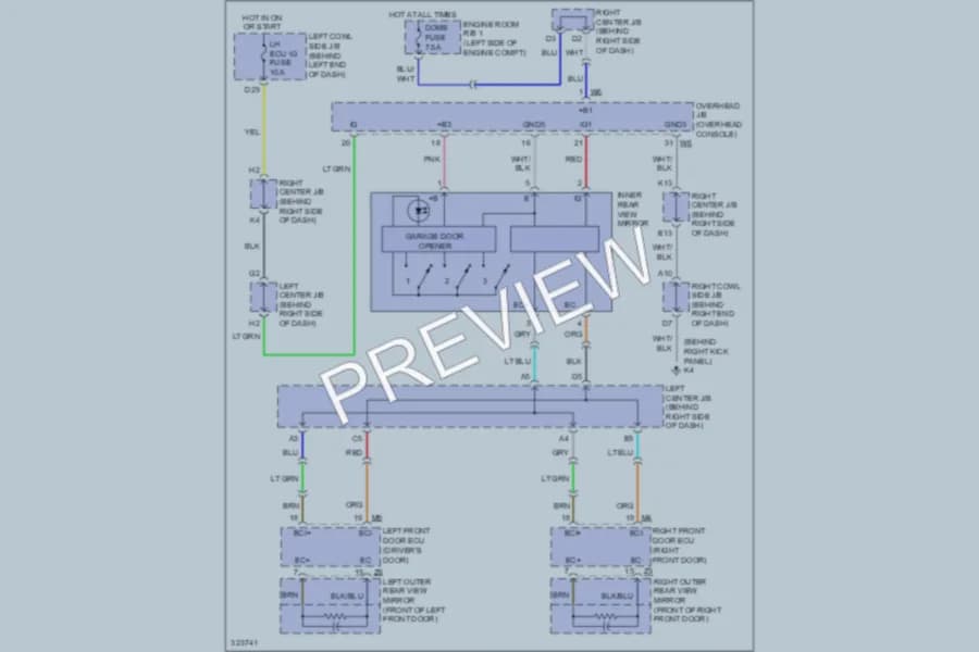 2011 Lexus GS450h Power Mirrors wiring diagram preview