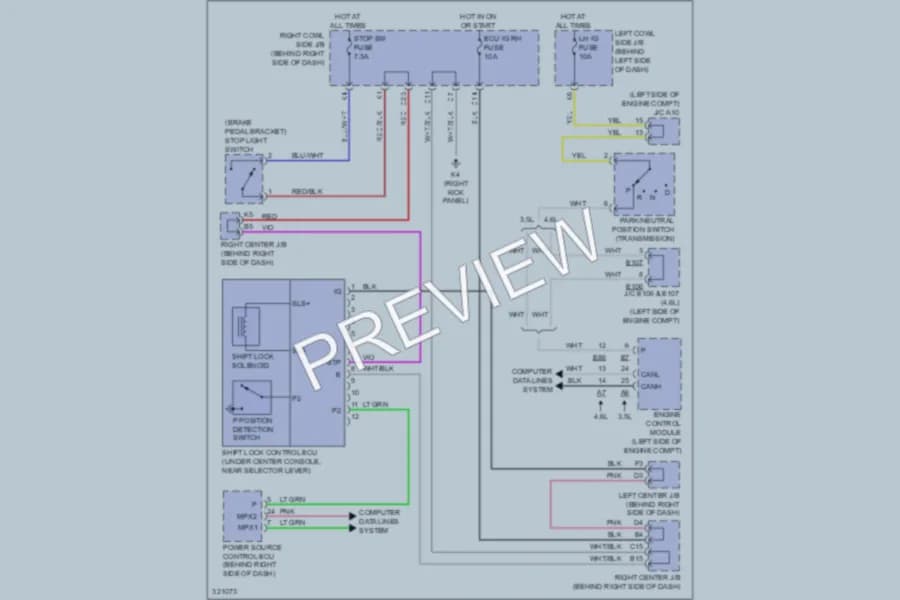 2011 Lexus GS460 Shift Interlock wiring diagram preview