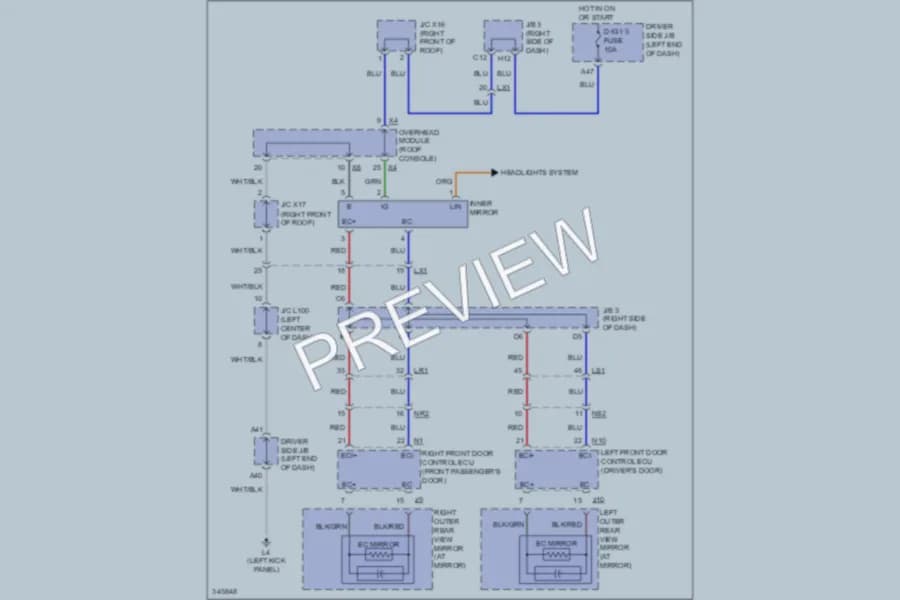 2011 Lexus LS460 Power Mirrors wiring diagram preview