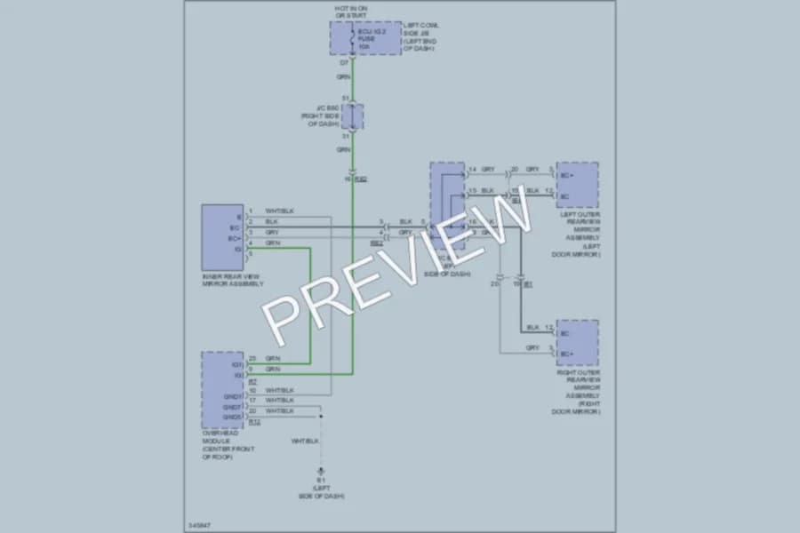 2011 Lexus LX570 Power Mirrors wiring diagram preview