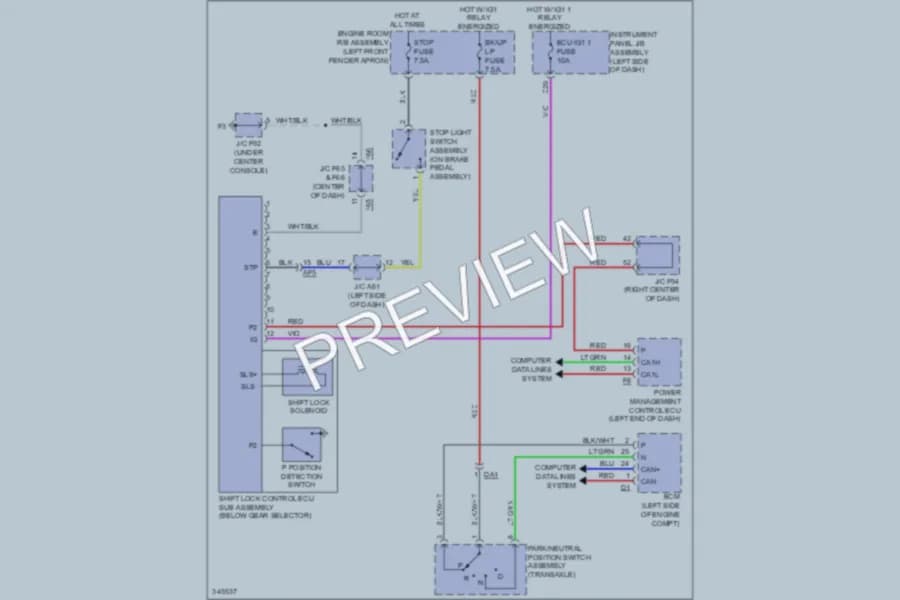 2011 Lexus RX350 Shift Interlock wiring diagram preview
