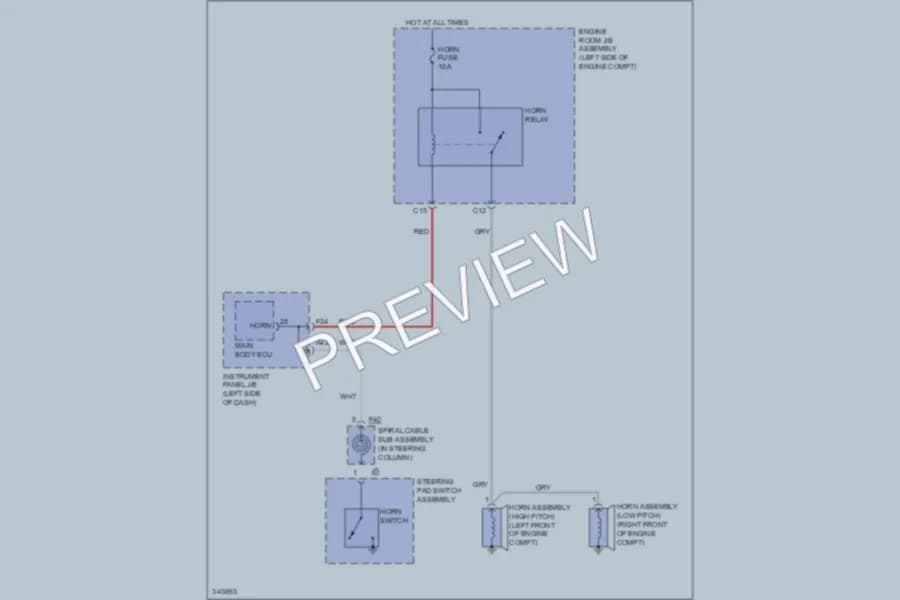 2011 Lexus RX450h Horn wiring diagram preview