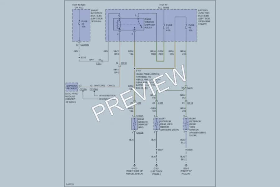 2011 Lincoln MKS Defoggers wiring diagram preview