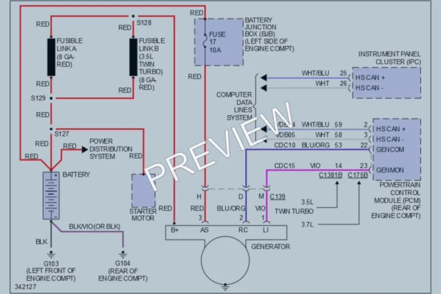 2011 Lincoln MKS Starting Charging wiring diagram preview