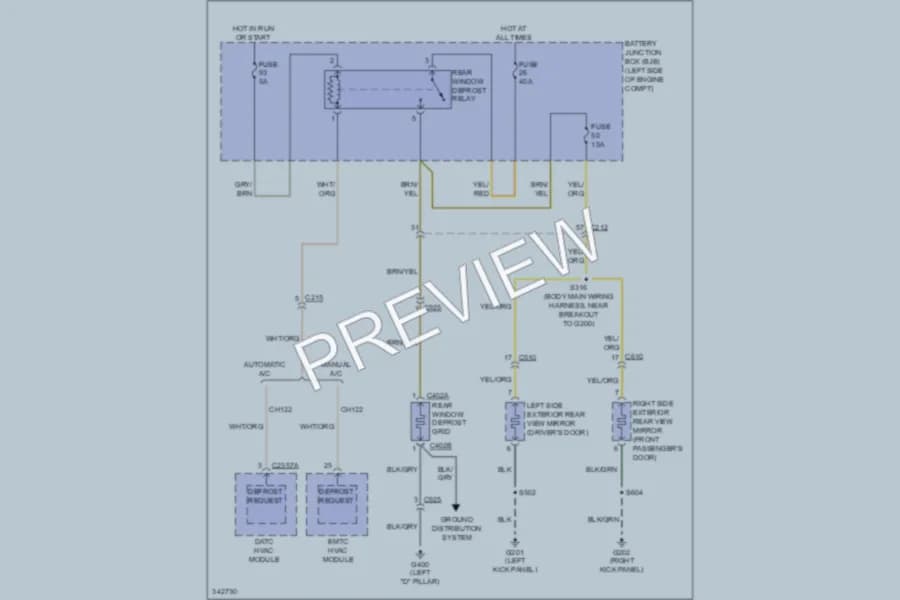 2011 Lincoln MKX Defoggers wiring diagram preview