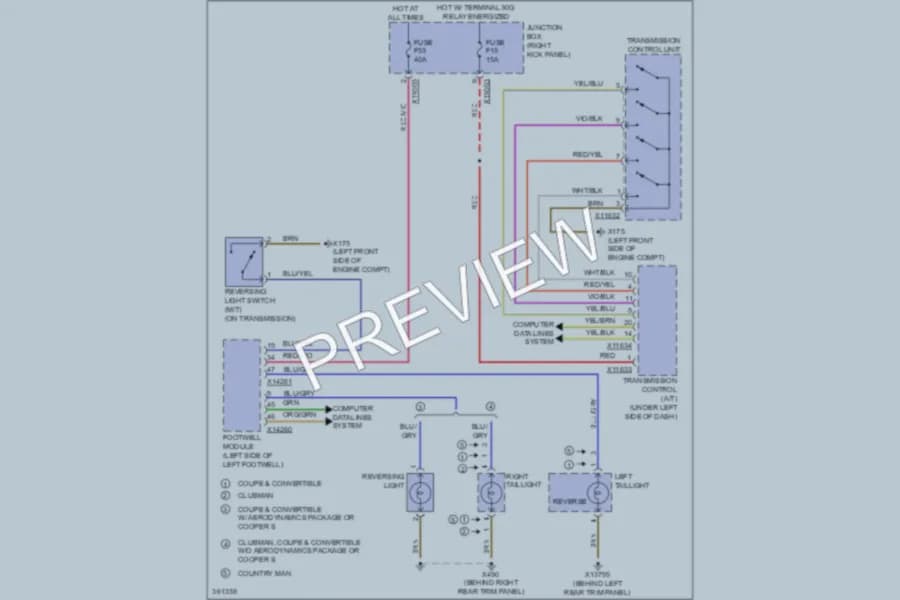 2011 MINI Cooper Exterior Lights wiring diagram preview