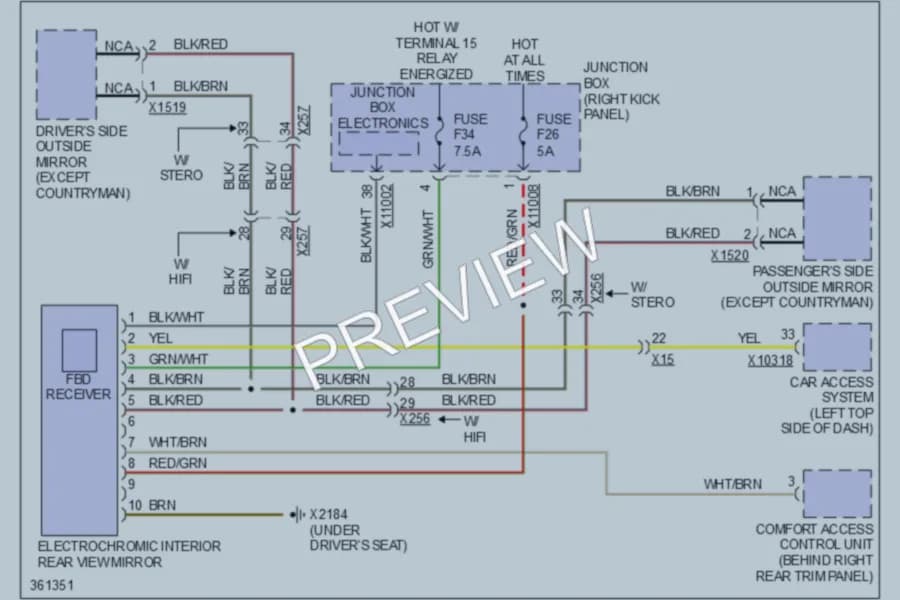 2011 MINI CooperCountryman Power Mirrors wiring diagram preview