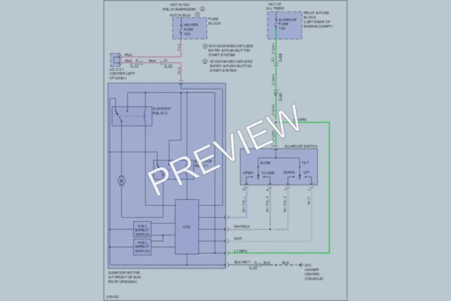 2011 Mazda 3 Power Top Sunroof wiring diagram preview