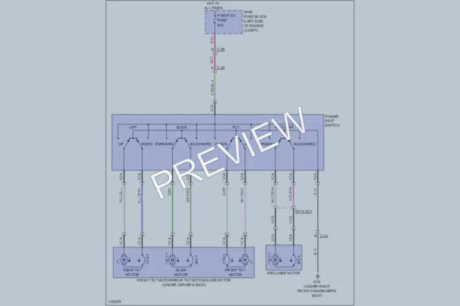 2011 Mazda 6 Power Seats wiring diagram preview