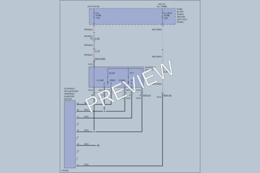 2011 Mazda RX8 Power Top Sunroof wiring diagram preview