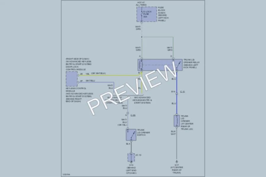 2011 Mazda RX8 Trunk Tailgate Fuel Door wiring diagram preview