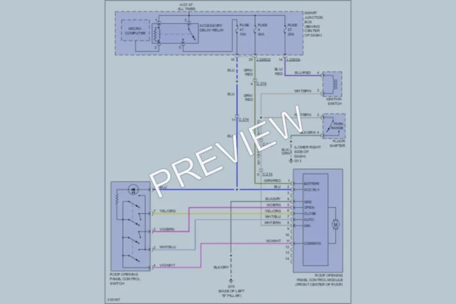 2011 Mazda Tribute Power Top Sunroof wiring diagram preview