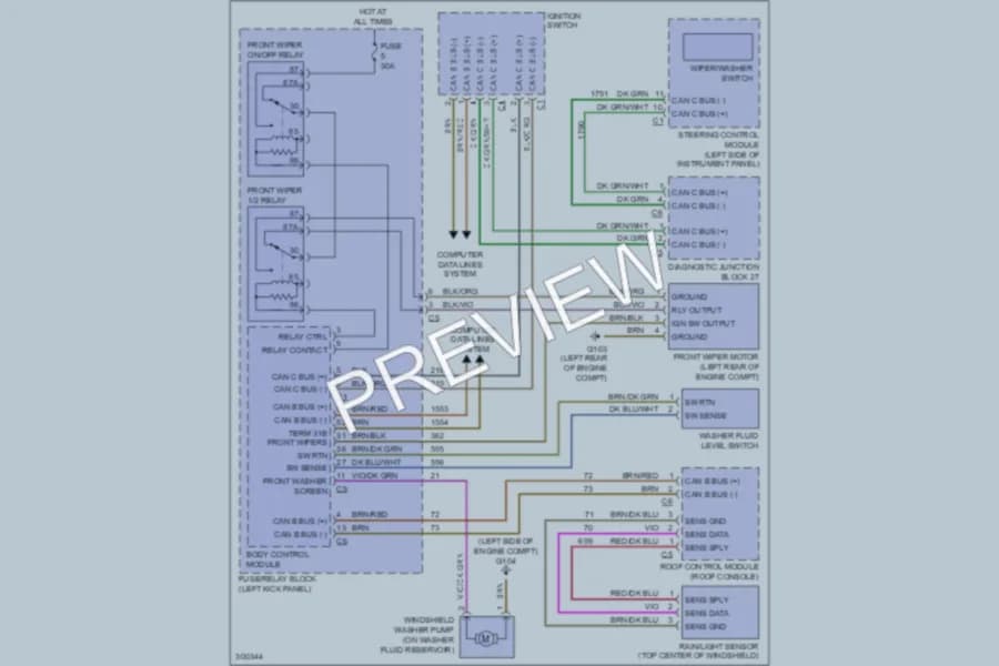 2011 MercedesBenz 3500Sprinter Wiper Washer wiring diagram preview