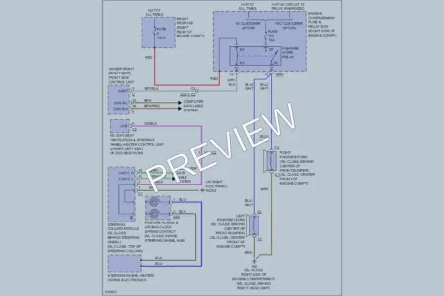 2011 MercedesBenz ML550 Horn wiring diagram preview