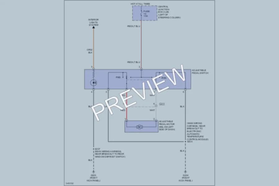 2011 Mercury GrandMarquis Power Seats wiring diagram preview