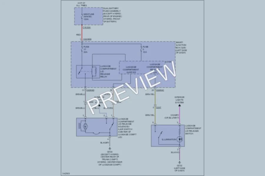 2011 Mercury Milan Trunk Tailgate Fuel Door wiring diagram preview