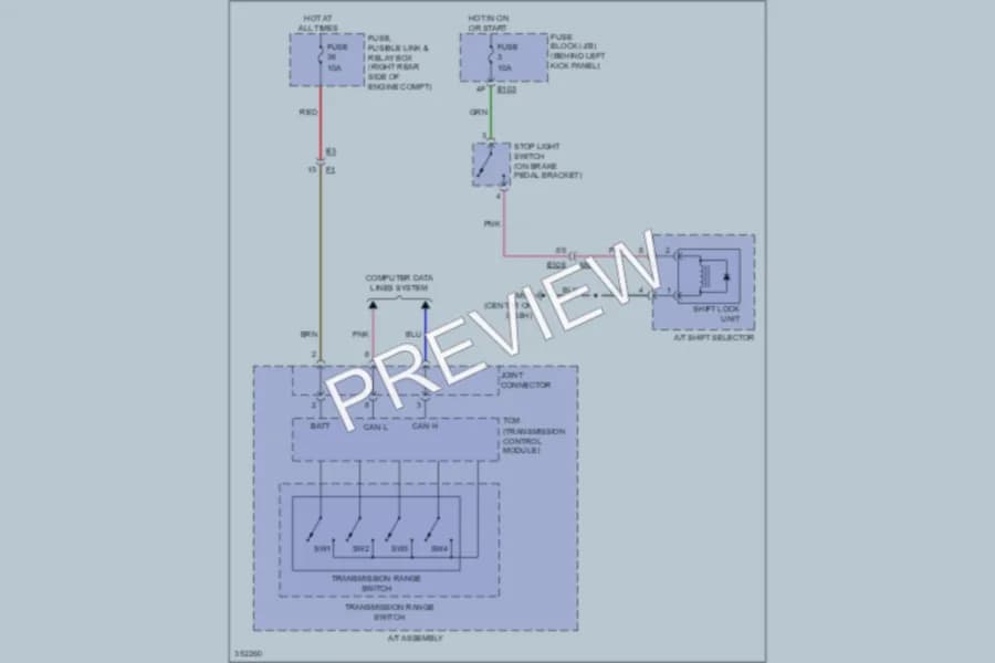 2011 Nissan 370Z Shift Interlock wiring diagram preview