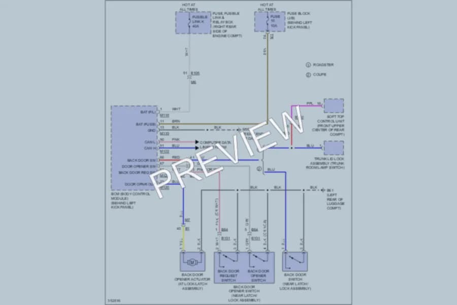 2011 Nissan 370Z Trunk Tailgate Fuel Door wiring diagram preview