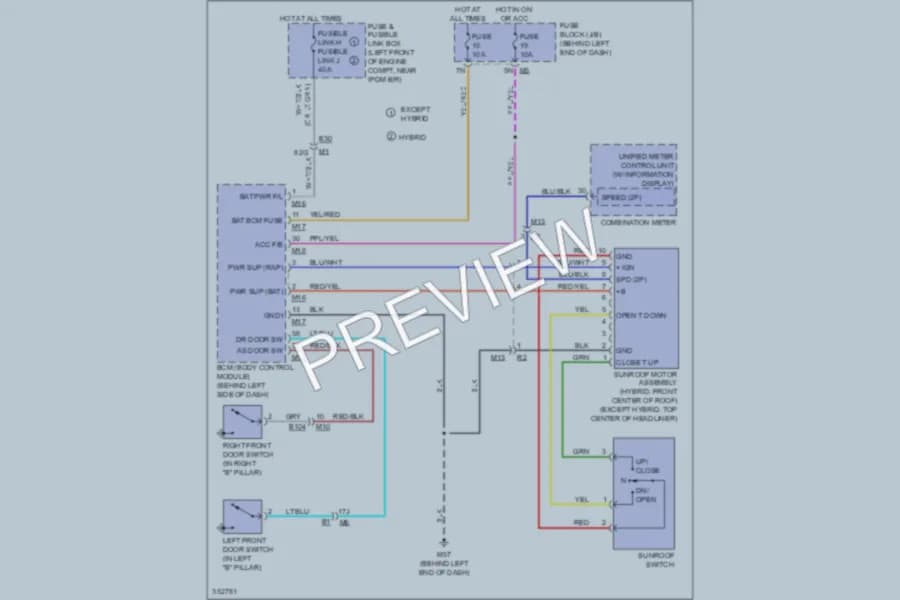 2011 Nissan Altima Power Top Sunroof wiring diagram preview