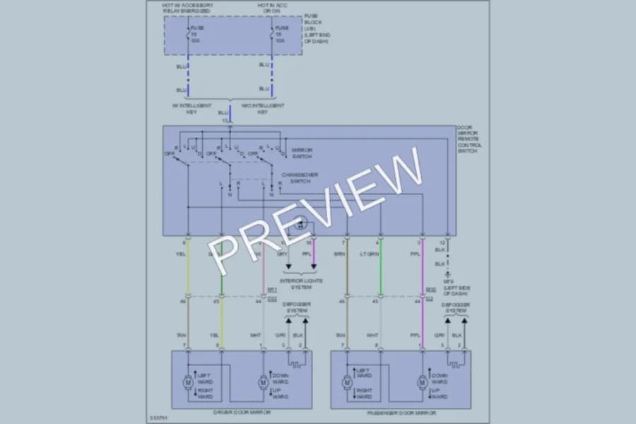 2011 Nissan JUKE Power Mirrors wiring diagram preview
