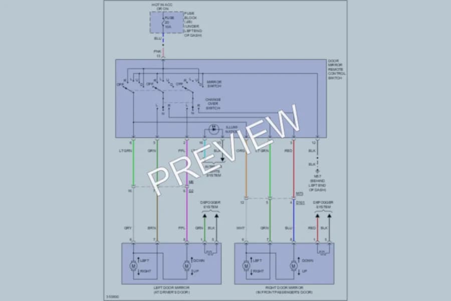 2011 Nissan Versa Power Mirrors wiring diagram preview