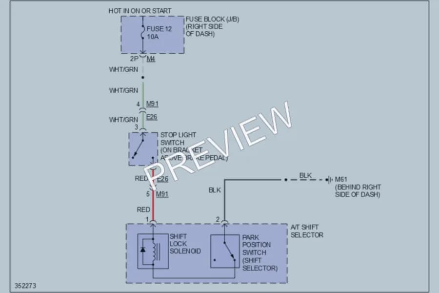 2011 Nissan Xterra Shift Interlock wiring diagram preview