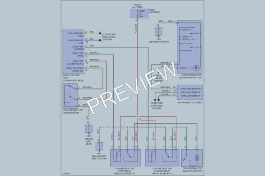 2011 Porsche Boxster Power Top Sunroof wiring diagram preview