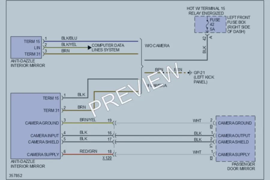 2011 Porsche CayenneHybrid Power Mirrors wiring diagram preview