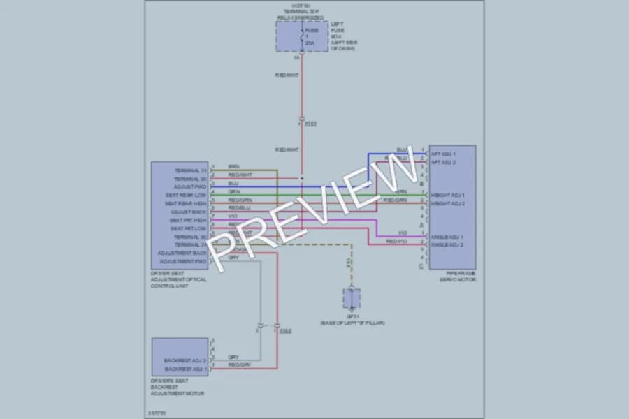 2011 Porsche CayenneHybrid Power Seats wiring diagram preview