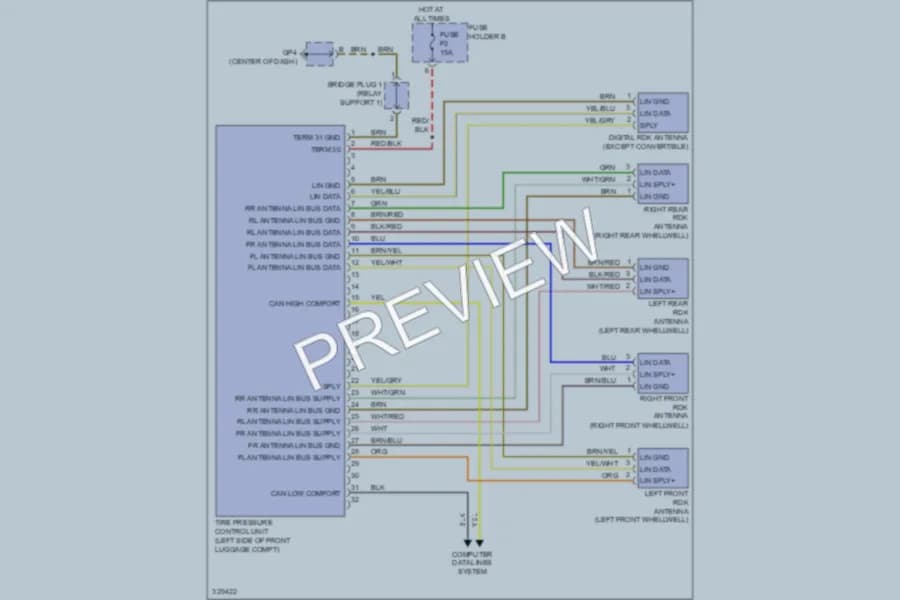 2011 Porsche Cayman Warning Systems wiring diagram preview