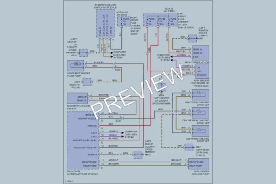 2011 Porsche Panamera Wiper Washer wiring diagram preview