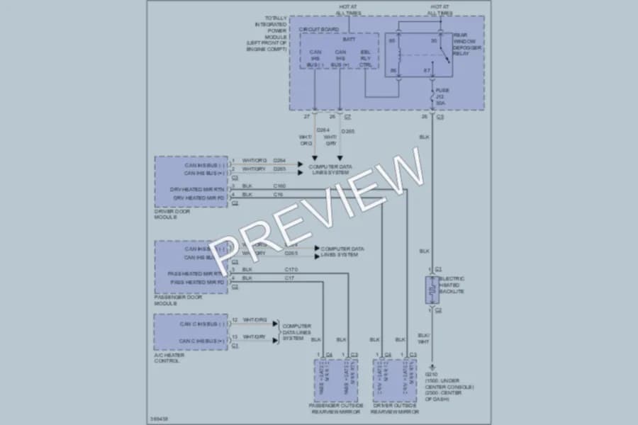 2011 Ram 1500 Defoggers wiring diagram preview with protected circuit layout