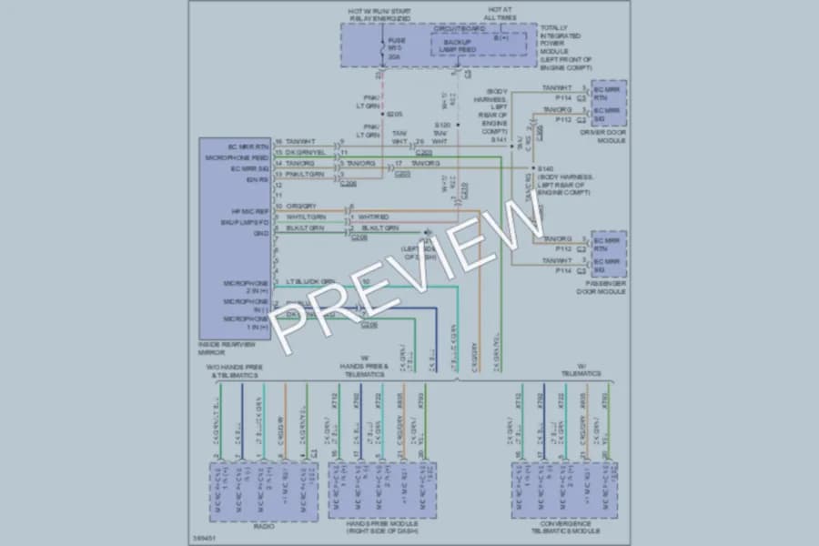 2011 Ram 1500 Power Mirrors wiring diagram preview with protected circuit layout