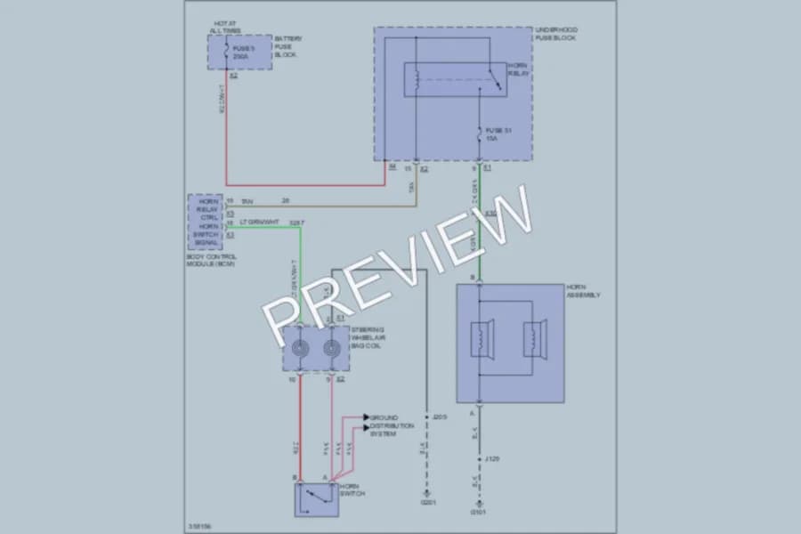 2011 Saab 94X Horn wiring diagram preview